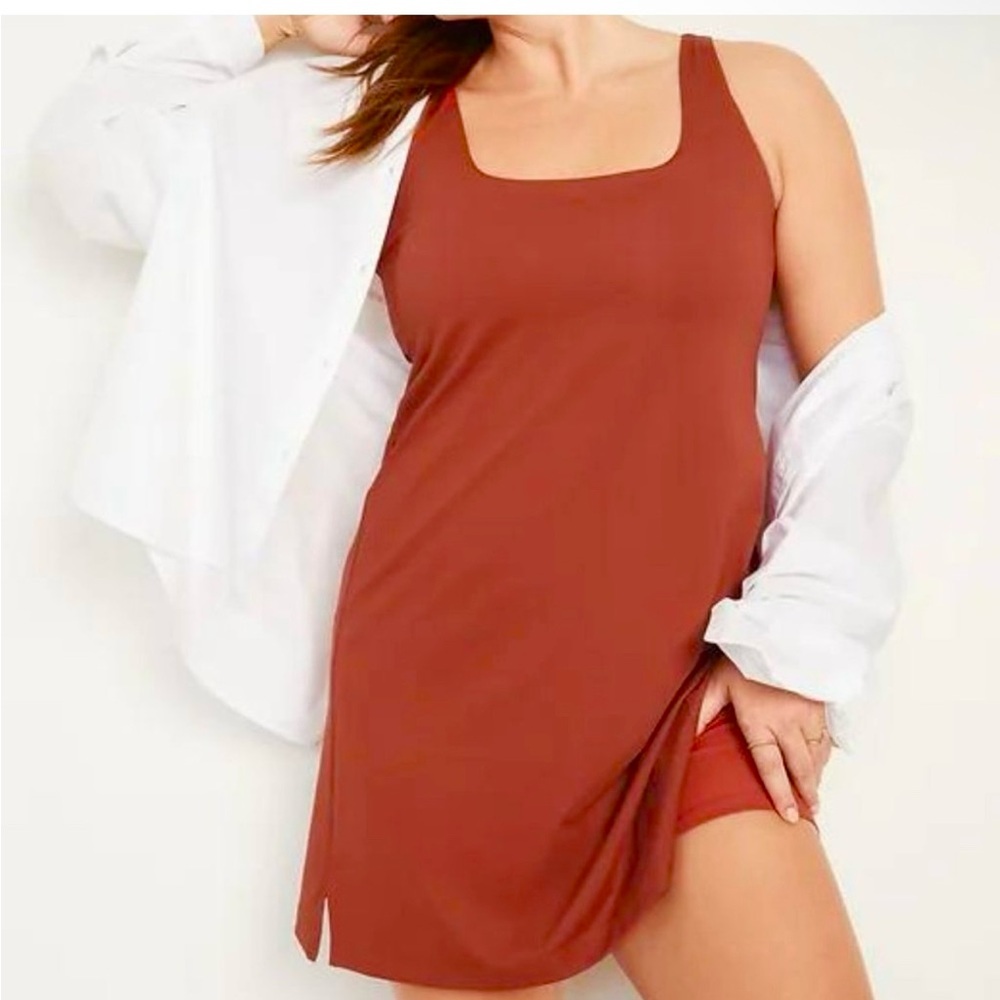Old Navy Powersoft Athletic Athleisure Dress- Rust-L